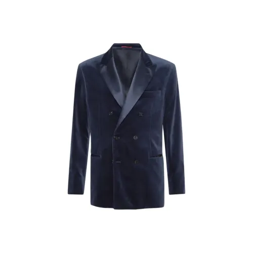 BRUNELLO CUCINELLI SS25 Бизнес-костюм Пальто Мужской Полуночный Синий