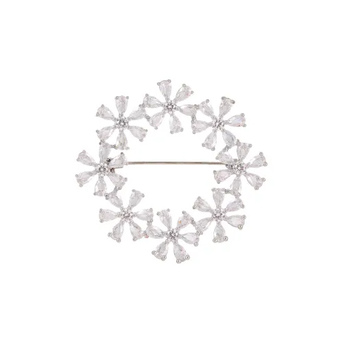 Фиолетовые синтетические кубические циркониевые брошки женские