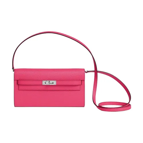 HERMES Kelly To Go Epsom Телячья кожа Одно плечо Кошелек Женские I6 Розовый Extreme Розовый