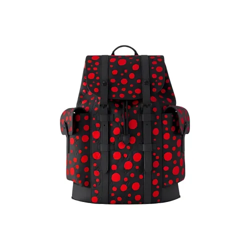 LOUIS VUITTON Yayoi Kusama Коллаборация CHRISTOPHER Коровья кожа Рюкзак Мужской Черный Красный
