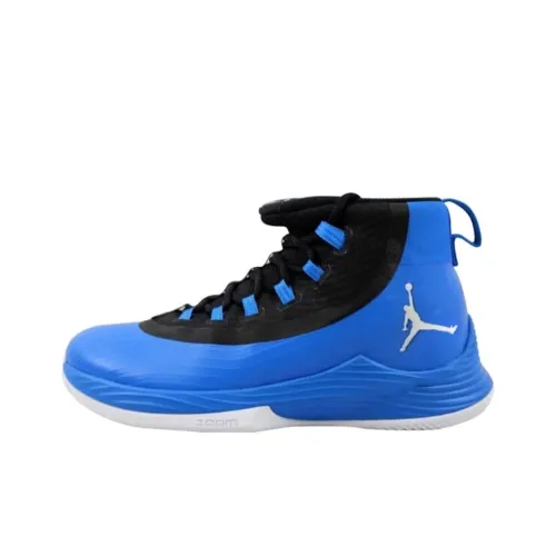 Джордан Ultra Fly 2 Устойчивый к истиранию MID Топ Винтажные баскетбольные кроссовки Мужской Синий Черный