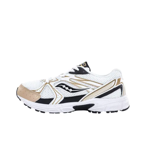 Saucony Ride Millennium Yushuai Устойчивый к истиранию Низкий Топ Детские Повседневные Кроссовки Белый Золотой Черный Подростки