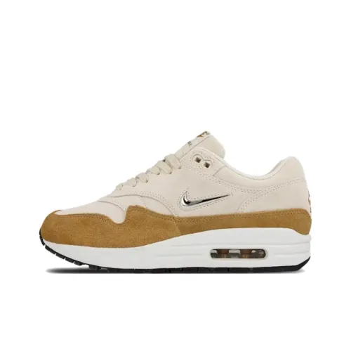 Nike Air Max 1 Устойчивые к истиранию Дышащие Низкие Беговые кроссовки Женские Бежево-коричневые