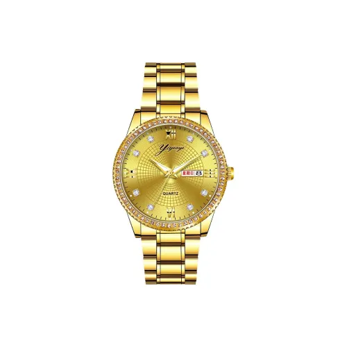 Yajiayi Кварцевый механизм ремешок из нержавеющей стали мужские часы золотой циферблат