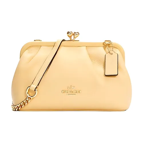 COACH Kisslock Кожа Сумка через плечо Женская Макарон Желтая