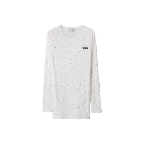 MIU MIU Длинное платье с длинными рукавами женское белое