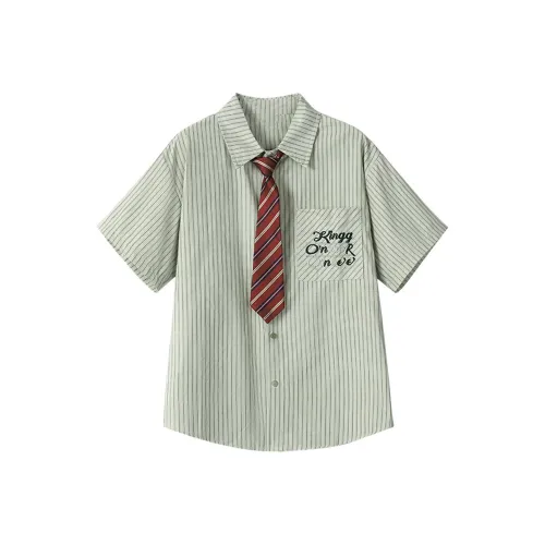 Ning Cai Yuer SS25 Рубашка Женская Зеленая Включая Галстук