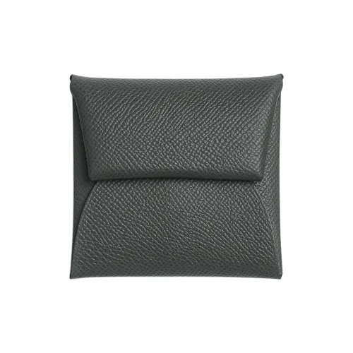 HERMES Bastia Epsom Телячья кожа Монетница Женская Темно-зеленый