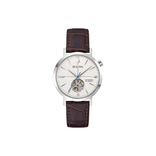 BULOVA Classic Collection Мужские часы Автоматический механический механизм Коровья кожа Ремешок 38 мм Белый циферблат