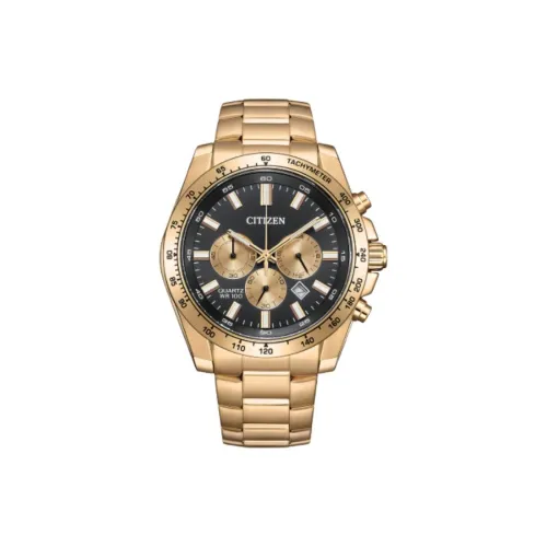 CITIZEN QUARTZ Collection Кварц Мужские часы 44 мм Черный циферблат с ремешком из нержавеющей стали