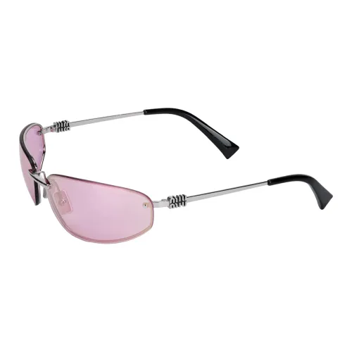 MIU MIU Металл Прямоугольный Солнцезащитные очки Унисекс Стальной Серый