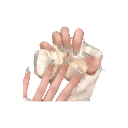 CUCX Handcrafted False Nail Ювелирные украшения Декор для ногтей MID Длина (размер в длину) Короткий LADDER Зеленый Smudge