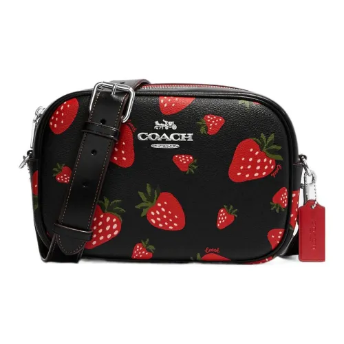 COACH Jamie Холст с кожей Camera Сумка Сумка через плечо Средний Женская Черная