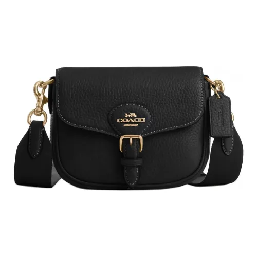 COACH Коровья кожа Седло Сумка Сумка через плечо Маленькая Женская Черная