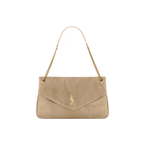 SAINT LAURENT Calypso Телячья кожа Конверт Сумка Плечевая сумка Большая Женская Тауповая