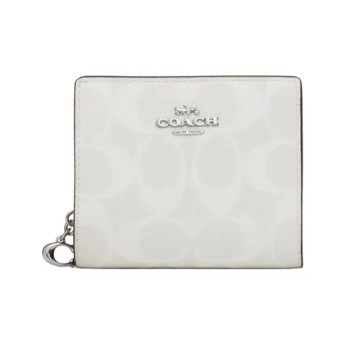 COACH Snap Wallet Холст с кожей Мелочь Кошелек Кошелек Обычный Женские Мел Ледниковый белый