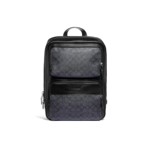 COACH Gotham Холст и Кожа Рюкзак Большой Мужской Черный Медный Черный Монограмма