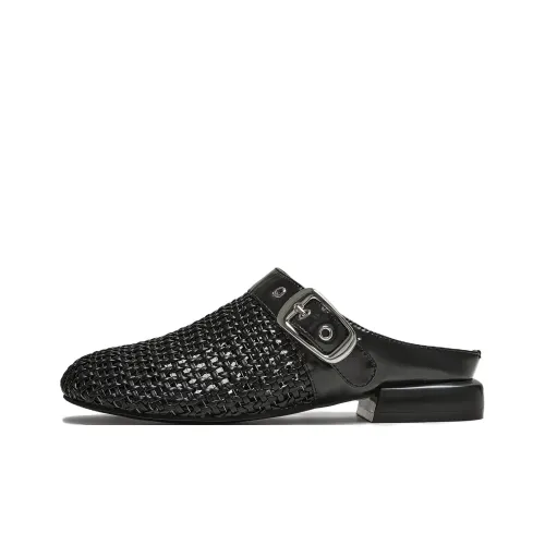 TATA Резиновая подошва кожа пэчворк домашние тапочки для женщин тихий стиль