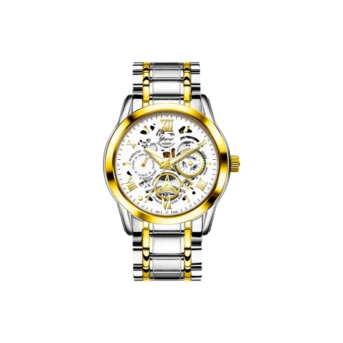 Yajiayi Кварцевый механизм ремешок из нержавеющей стали мужские часы белый циферблат