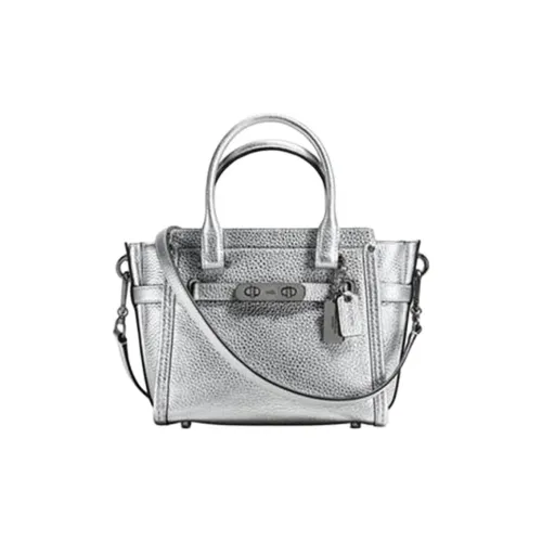 COACH Swagger Кожа Сумка через плечо Сумка через плечо Сумка через плечо Сумка Маленькая Женская Серебряный Серый