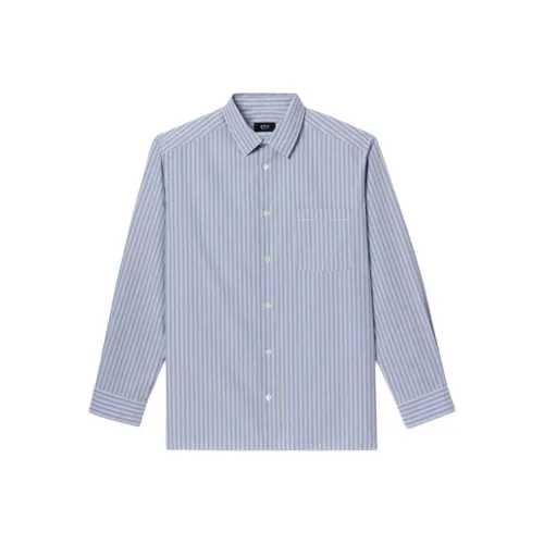 A.P.C. Joint Paragraph Blue Men's Shirts A.P.C. Joint Paragraph Синий Мужские Рубашки