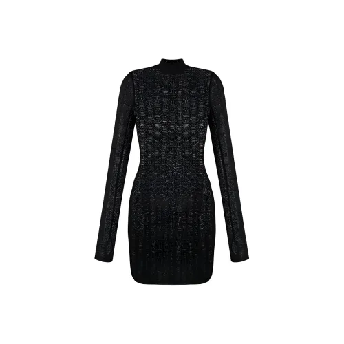 PHILIPP PLEIN Черное Женское Длинное Платье с Рукавами