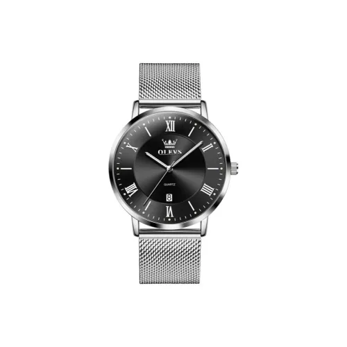 OLEVS Кварцевый механизм стальной ремешок мужские часы черный циферблат