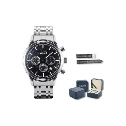 TOMILS Кварцевый механизм ремешок из нержавеющей стали унисекс черный циферблат