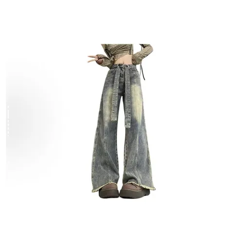 RUXU Грязно-желтые женские джинсы