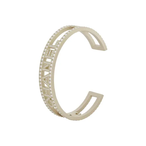 CHANEL Металлический стразовый кристальный браслет женский золотой