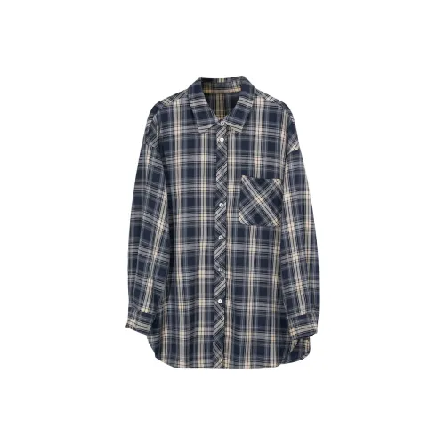 3COLOUR Рубашка Женская Темно-синяя Клетка