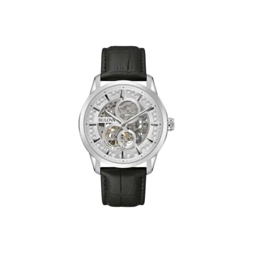 BULOVA Classic Collection Мужские часы Автоматический механический механизм Коровья кожа Ремешок 43 мм Циферблат с открытым механизмом Мужские часы