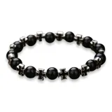 Крест Браслет с бусинами - Черный