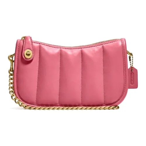 COACH Swinger Овчина Кожа Сумка через плечо Маленькая сумочка Сумка Маленькая Женская Клубничный красный