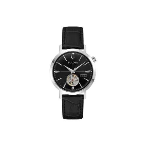 BULOVA Classic Collection Мужские часы Автоматический механический механизм Коровья кожа Ремешок 38 мм Черный циферблат
