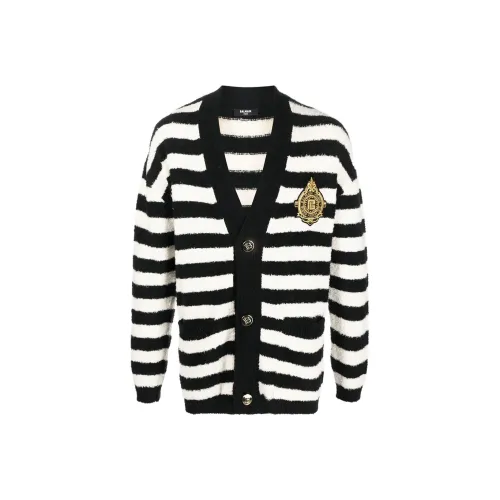 BALMAIN Черный/Белый Мужские Свитера