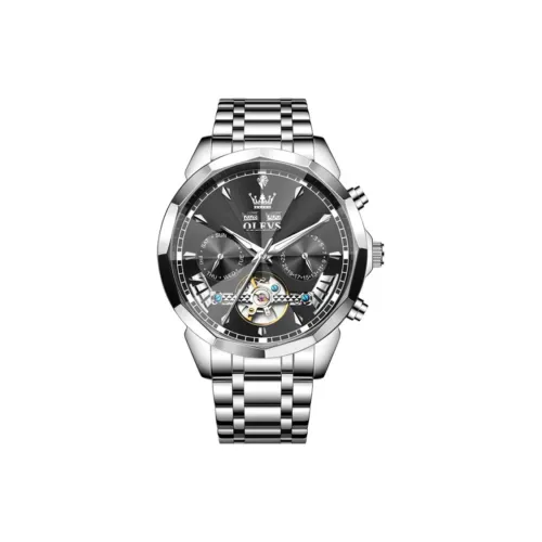 OLEVS Play The Cool Series Механический механизм ремешок из нержавеющей стали черный циферблат мужские часы