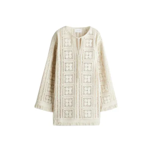 H&M Крем Женские Длинные Платья с Рукавами