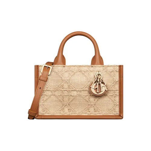 DIOR Book Tote Коровья кожа Сумка через плечо Сумка Мини Женская Коричневый Бежевый