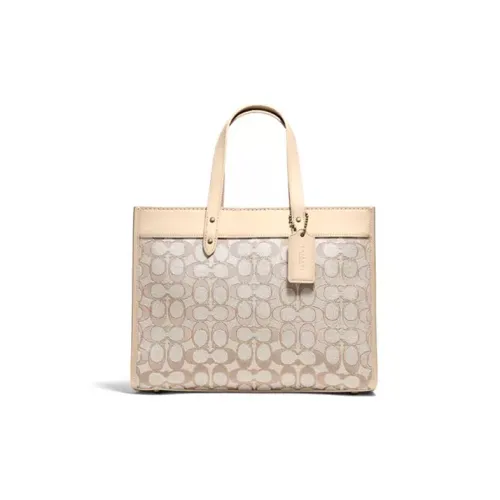 COACH Field Jacquard с замшей сумка Tote сумка для покупок сумка через плечо сумка большая женская бежевая