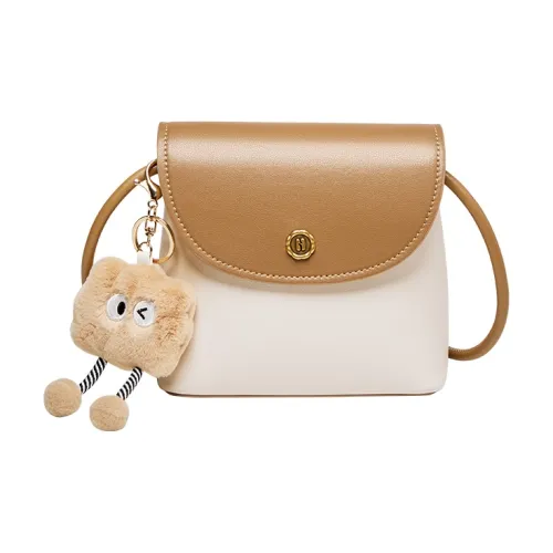 Narandu Сумка через плечо из коровьей кожи с синтетической кожей мини женская бежевая и коричневая