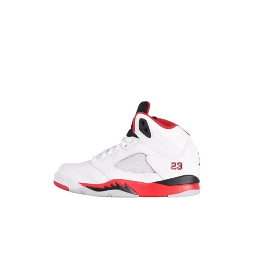 Jordan Air Джордан 5 Устойчивый к истиранию MID Топ Детские Баскетбольные кроссовки Белый Детский