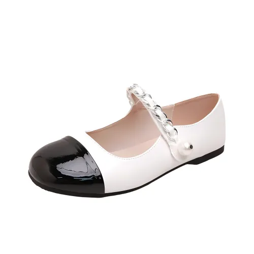 WEISHIBANGWEI Туфли Mary Jane с плоской подошвой Женские Черный Белый