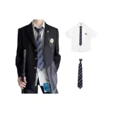 Черный комплект из трех предметов [пальто + рубашка + галстук]