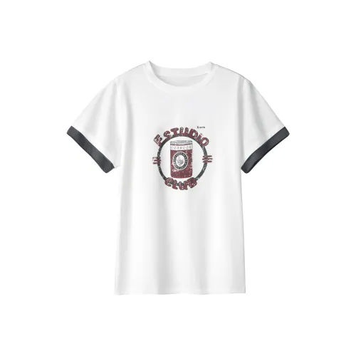 Fstudio Корейский стиль Relaxed Принт Свободный крой Топ Круглый вырез Универсальный Короткий рукав Т-рубашки Женские