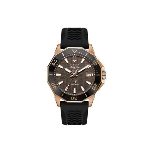 BULOVA Мужские часы Кварцевый механизм Резиновый ремешок 43 мм Коричневый циферблат Часы