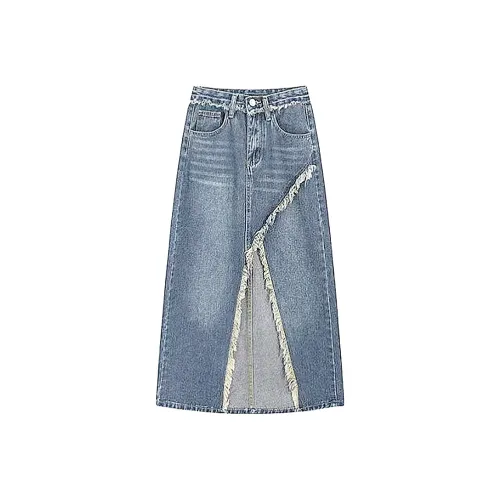 Lan Miao Деним Длинная Юбка Женская