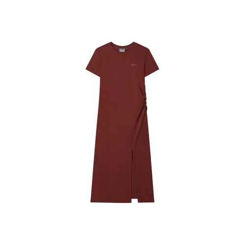 FILA ORIGINALE Короткий рукав Платье Женское Терракотовый Красный Коричневый BN