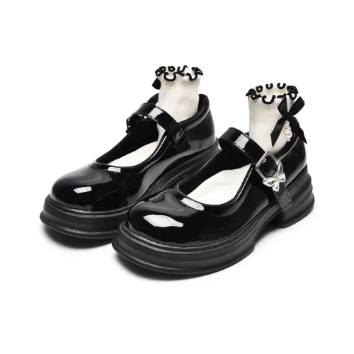 OAON Платформа Туфли Мэри Джейн Женские Черные