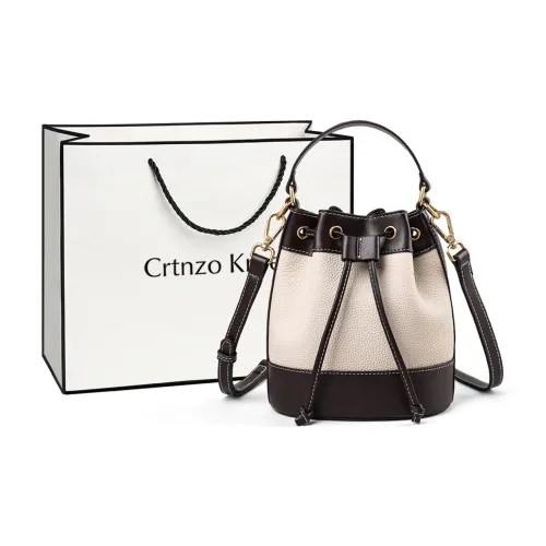 Crtnzo Kroez Коровья кожа Сумка Сумка через плечо Сумка через плечо Сумка-ведро Стандартная Женская Milkshake Белый